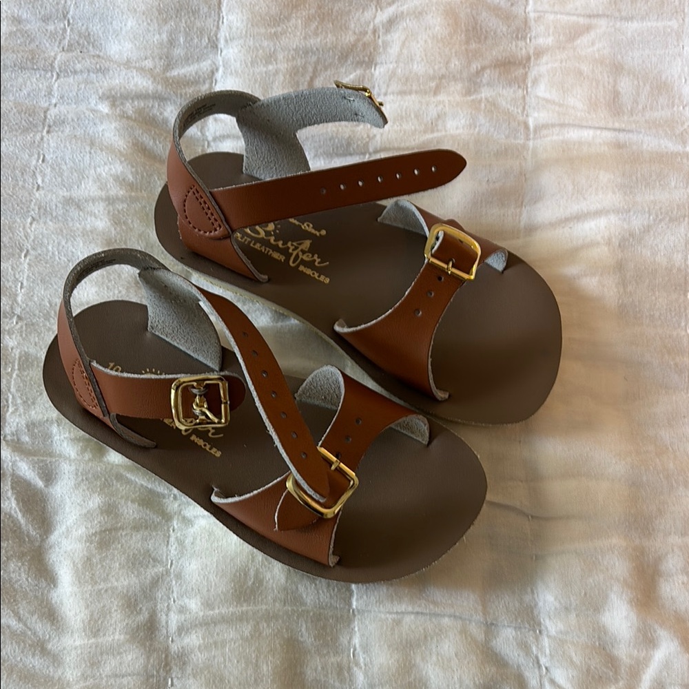 Sun Sans Brown Leather Kids Sandals size 10